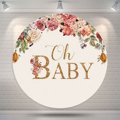 Lofaris Floral Oh Baby Shower Party Round Backdrop Cover