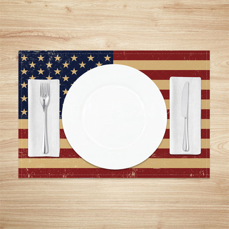 Lofaris Floral Old Flag Independence Day Set Of 4 Placemats