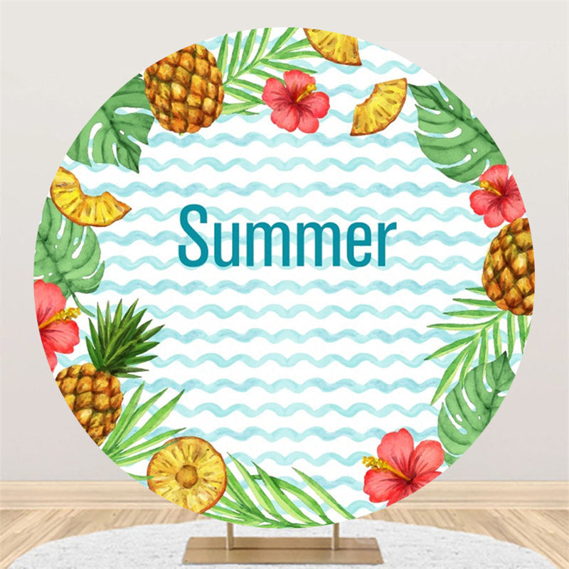 Lofaris Floral Pineapple Monstera Round Summer Backdrop