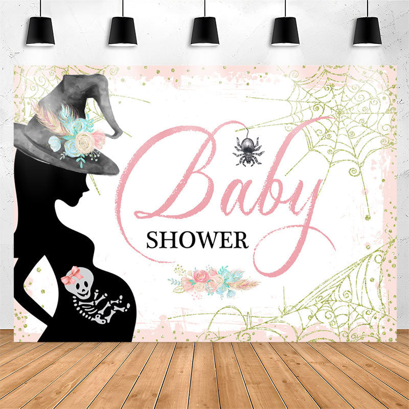 Lofaris Floral Pink Glitter Cobweb Girl Baby Shower Backdrop