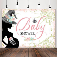 Lofaris Floral Pink Glitter Cobweb Girl Baby Shower Backdrop