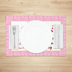 Lofaris Floral Pink Heart Mothers Day Set Of 4 Placemats