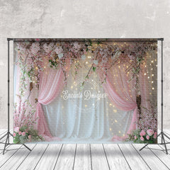 Lofaris Floral Pink White Curtain Light Photography Backdrop