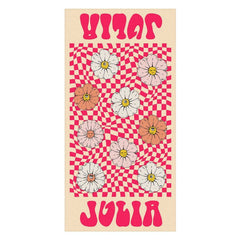 Lofaris Floral Red Plaid Custom Name Beach Towel for Girl