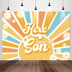 Lofaris Floral Sun Here Comes The Son Baby Shower Backdrop
