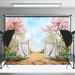 Lofaris Floral Tree Blue Sky Stone Spring Backdrop For Photo