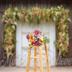 Lofaris Floral White Board Door Birthday Cake Smash Backdrop