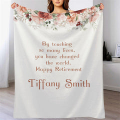 Lofaris Floral White Simple Custom Name Retirement Blanket