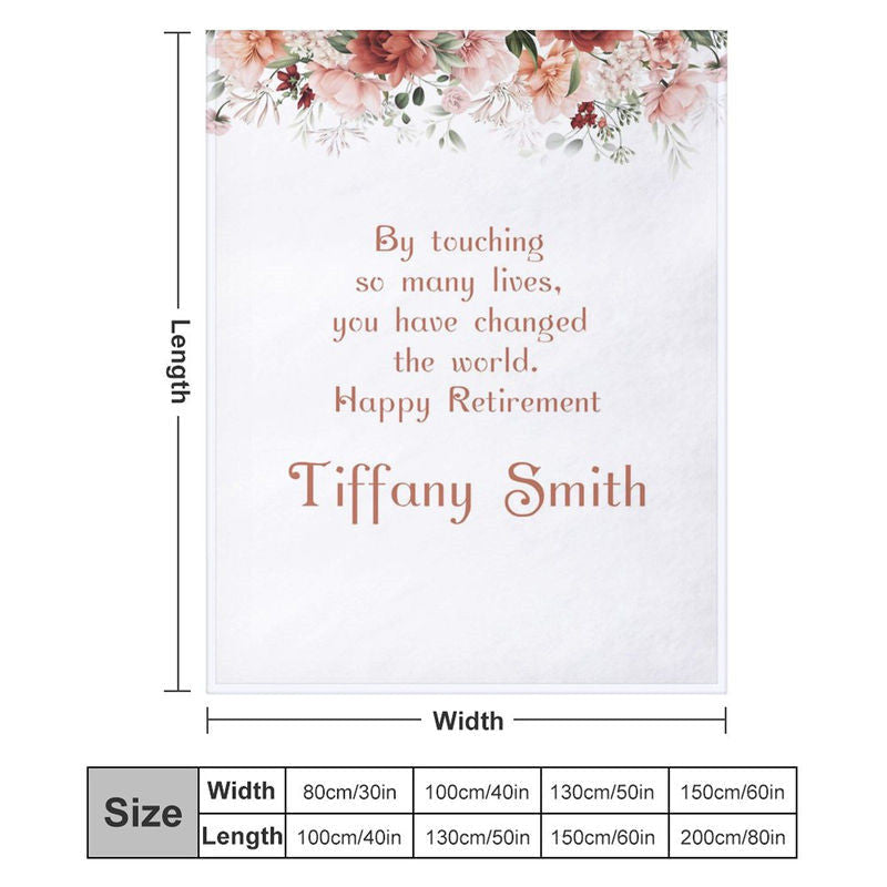 Lofaris Floral White Simple Custom Name Retirement Blanket