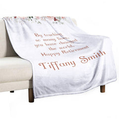 Lofaris Floral White Simple Custom Name Retirement Blanket