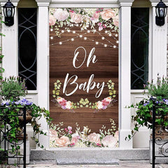 Lofaris Floral Wooden Board Texture Baby Shower Door Cover