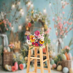 Lofaris Floral Woven Arch Bokeh Blue Eggs Photo Backdrop