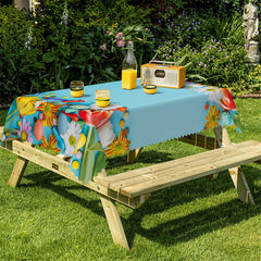 Lofaris Flower Blue Rectangle Tablecloth For Outdoor Picnic