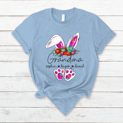 Lofaris Flower Bunny Grandma And Kids Easter Day T-Shirt