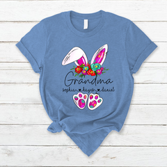 Lofaris Flower Bunny Grandma And Kids Easter Day T-Shirt