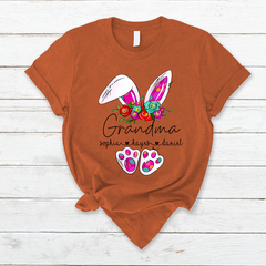 Lofaris Flower Bunny Grandma And Kids Easter Day T-Shirt