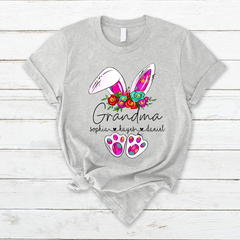 Lofaris Flower Bunny Grandma And Kids Easter Day T-Shirt