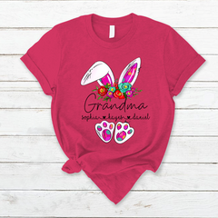 Lofaris Flower Bunny Grandma And Kids Easter Day T-Shirt