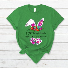 Lofaris Flower Bunny Grandma And Kids Easter Day T-Shirt