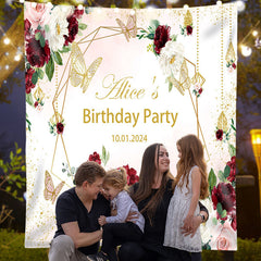 Lofaris Flower Butterfly Custom Birthday Backdrop For Girl