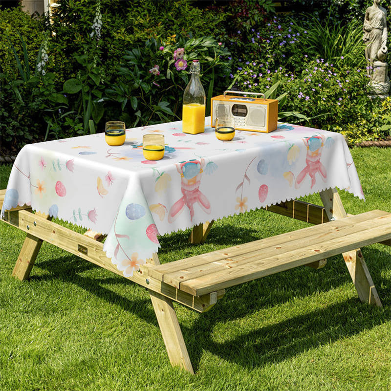 Lofaris Flower Dwarf Eggs Easter Rectangle Kitchen Tablecloth