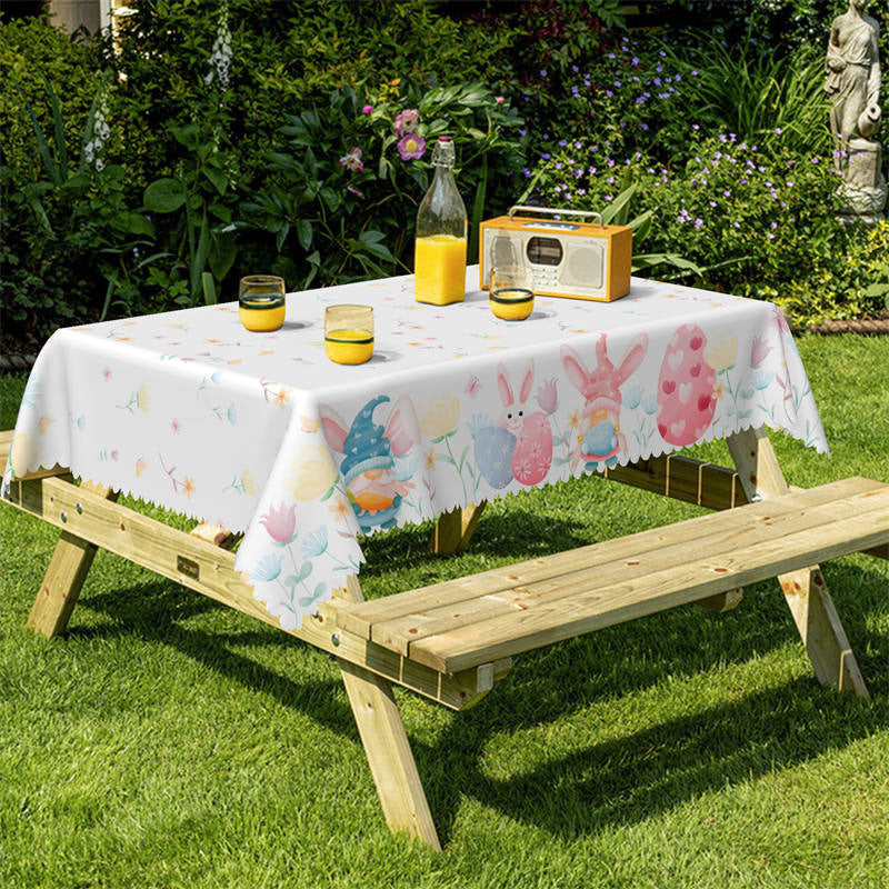Lofaris Flower Eggs Rabbits Easter Tablecloth For Kitchen