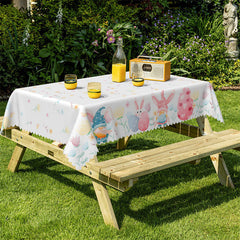 Lofaris Flower Eggs Rabbits Easter Tablecloth For Kitchen