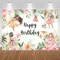 Lofaris Flower Fairies Happy Birthday Backdrop For Girls