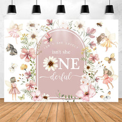 Lofaris Flower Fairy Isnt She Onederful 1st Birthday Backdrop