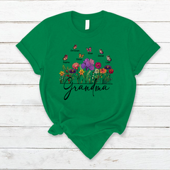 Lofaris Flower Garden Butterfly Grandma And Kids T - Shirt