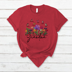 Lofaris Flower Garden Butterfly Grandma And Kids T - Shirt