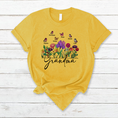 Lofaris Flower Garden Butterfly Grandma And Kids T - Shirt