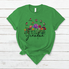 Lofaris Flower Garden Butterfly Grandma And Kids T - Shirt