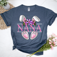 Lofaris Flower Rabbit Nana And Grandkids Easter Days T-Shirt