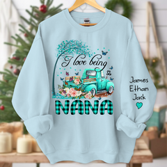 Lofaris Flower Truck I Love Being Nana Custom Sweatshirt