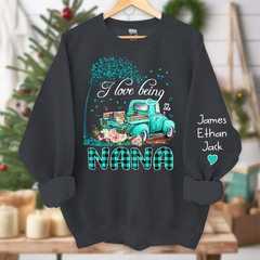 Lofaris Flower Truck I Love Being Nana Custom Sweatshirt