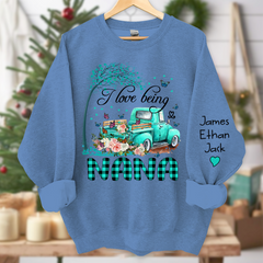 Lofaris Flower Truck I Love Being Nana Custom Sweatshirt