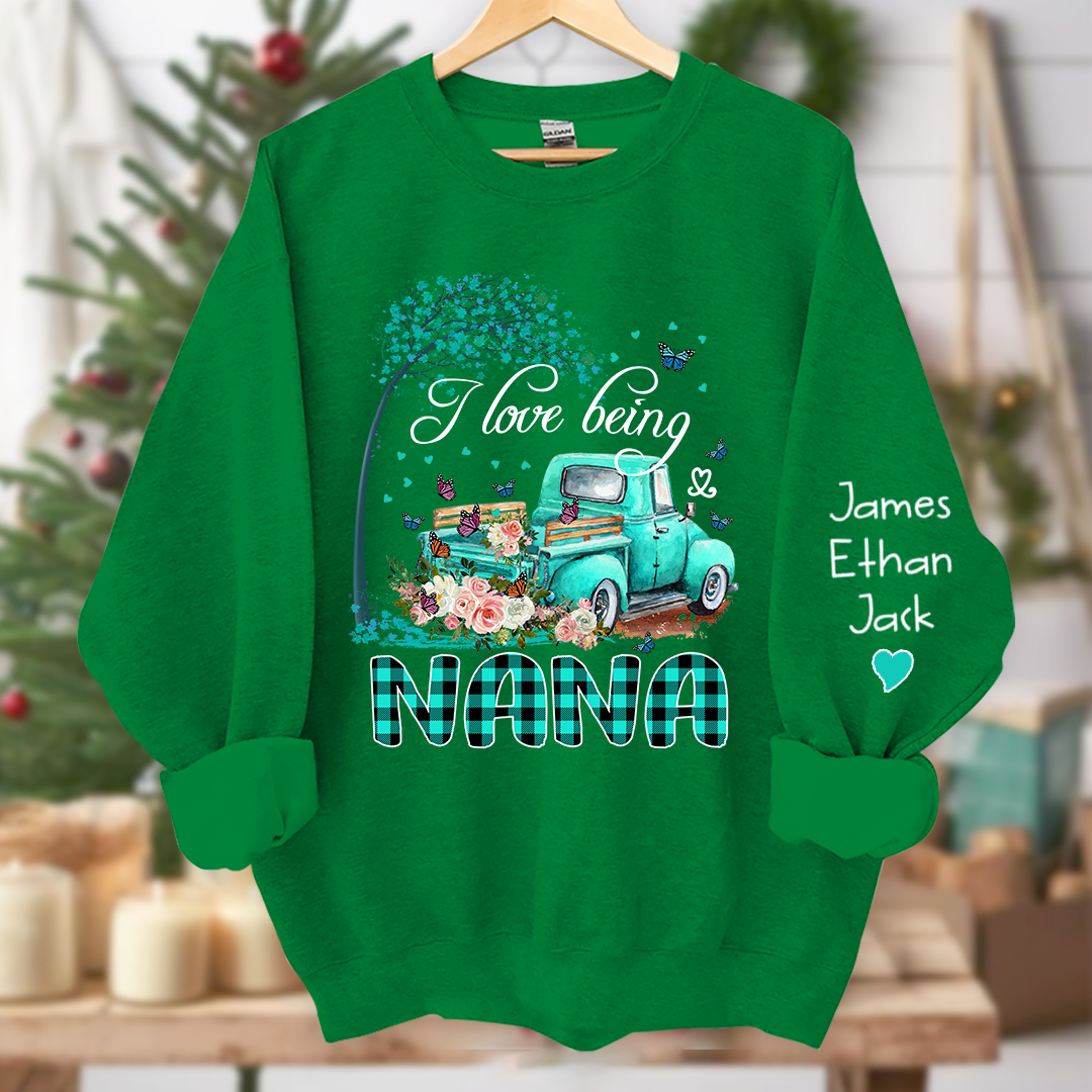 Lofaris Flower Truck I Love Being Nana Custom Sweatshirt