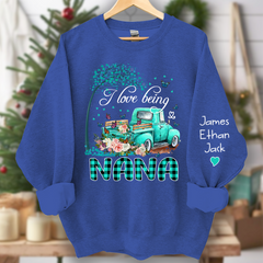 Lofaris Flower Truck I Love Being Nana Custom Sweatshirt