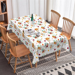 Lofaris Flowers And Pumpkin Pattern Repeat Dining Tablecloth