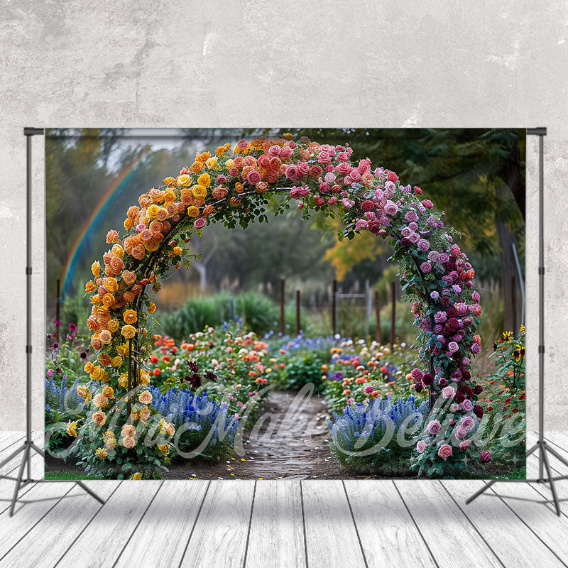Lofaris Flowers Decorated Arch Path Wedding Photo Backdrop