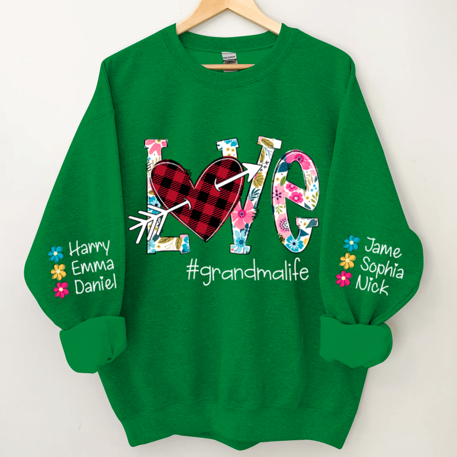 Lofaris Flower Love Grandma Life And Kids Personalized CTH01 Sweatshirt
