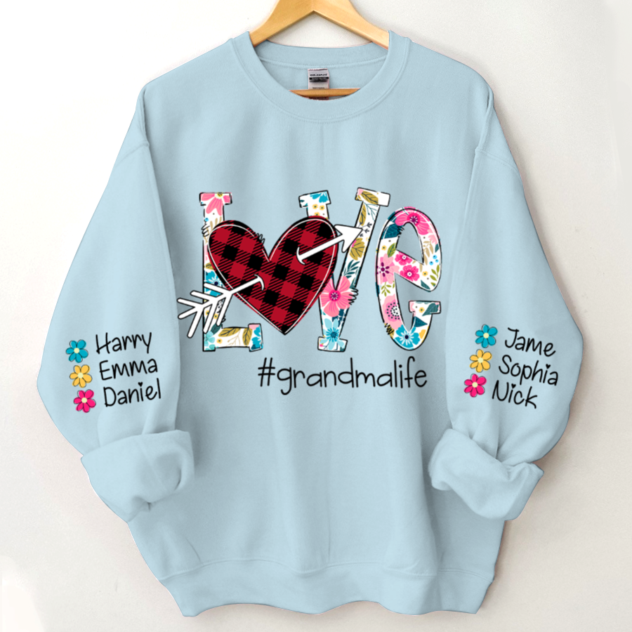 Lofaris Flower Love Grandma Life And Kids Personalized CTH01 Sweatshirt
