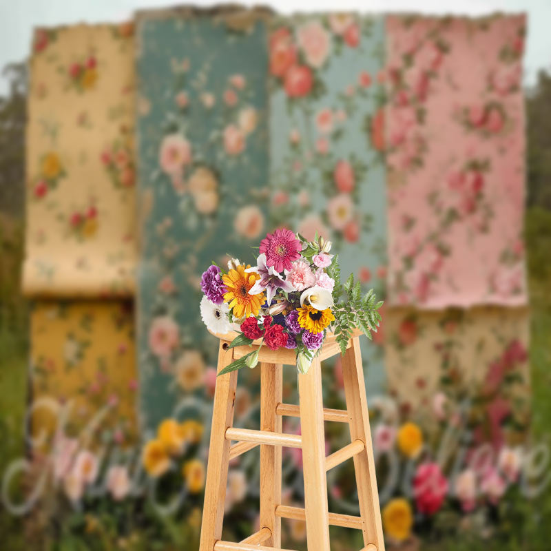 Lofaris Flowers Wallpaper Grass Fine Art Photo Backdrop