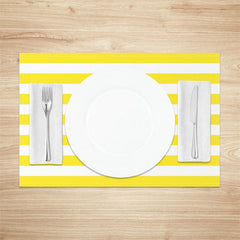 Lofaris Fluorescent Yellow White Stripe Set Of 4 Placemats