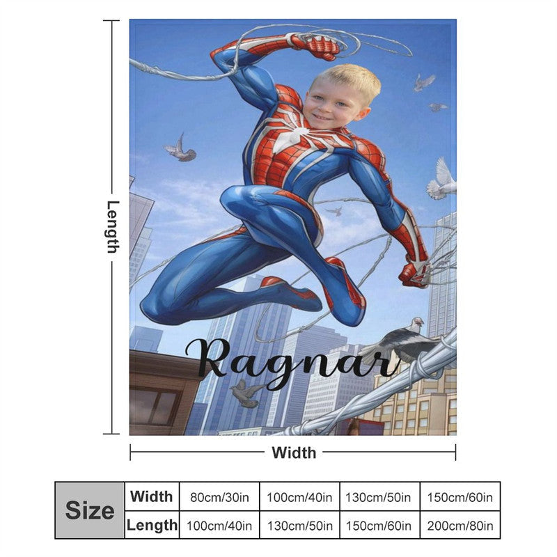 Lofaris Flying Strong Hero Cobweb City Custom Photo Blanket
