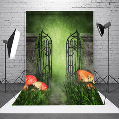 Lofaris Foggy Grass Gate Mushroom Spring Photoshoot Backdrop
