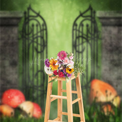 Lofaris Foggy Grass Gate Mushroom Spring Photoshoot Backdrop