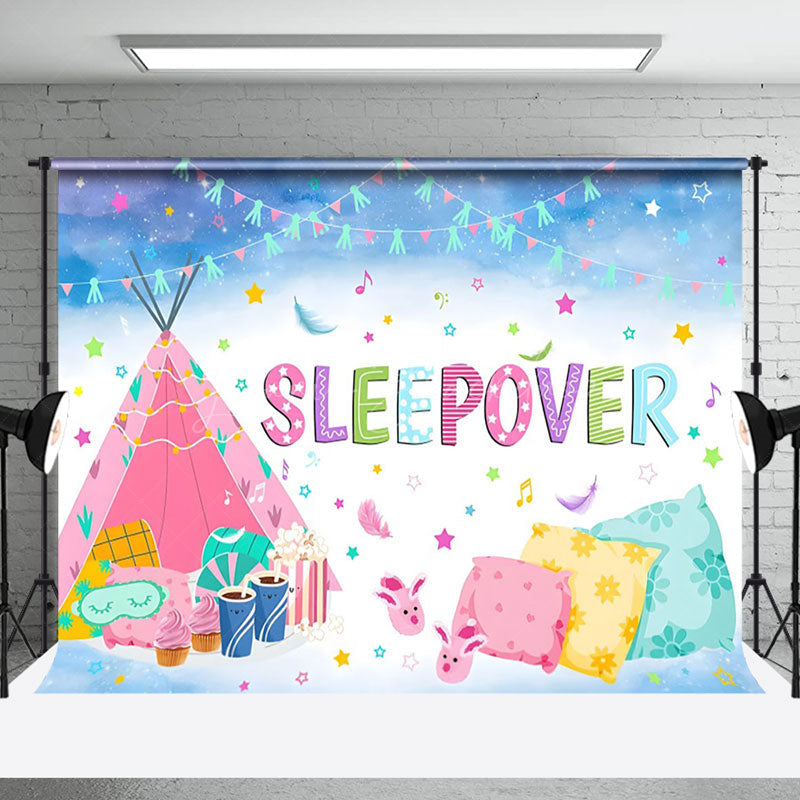 Lofaris Foggy Tent Pillows Girls Sleepover Party Backdrop