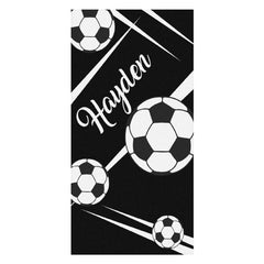 Lofaris Football Black Custom Name Beach Towel for Boy